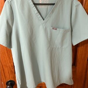 Figs Mint Green V-Neck Scrub Top
